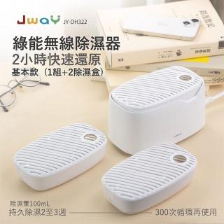 【JWAY】綠能無線除濕器2小時極速還原-1組+2除濕盒 JY-DH322-3(小型迷你除濕機 除濕袋 除濕劑 母親節禮物)
