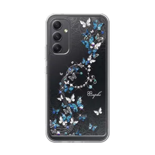 【apbs】Samsung Galaxy A15/A25/A26/A34/A35/A36/A55/A56/M14/M34 5G 防震雙料水晶彩鑽手機殼(藍色圓舞曲)
