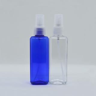 【收納家】亮面方形PET噴霧分瓶｜100ml 4入組(空瓶 瓶罐 塑膠瓶 噴霧瓶 酒精噴霧瓶)