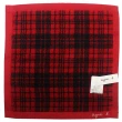 【agnes b.】草寫字母LOGO細方格純棉材質方巾(紅/黑)
