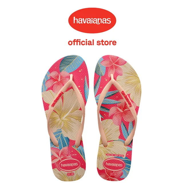 【havaianas 哈瓦仕】拖鞋 女鞋 夾腳拖 花卉 Slim Floral 粉 4129848-9898W(哈瓦士)