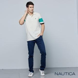 【NAUTICA】男裝 涼感修身直筒牛仔長褲(深藍)
