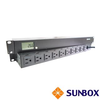 【SUNBOX 慧光】10孔20安培 LCD電錶PDU 機架型排插(SPM-2012-10)