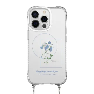 【TOXOXO】iPhone 12/12 Pro 6.1吋 冰川抗黃防摔iPhone繩掛殼：傾幕翠雀花