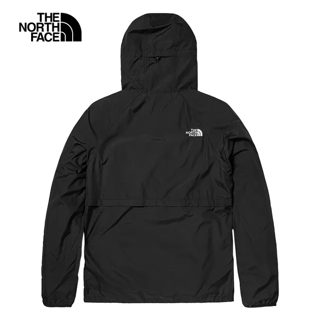 【The North Face 官方旗艦】北面男款黑色防風防潑水連帽外套｜81POJK3(薄外套/ 運動/風衣)