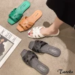 【Taroko】蔚藍夏天方頭一字平底涼拖鞋(4色可選)