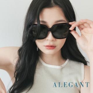 【ALEGANT】時尚森感黑舒適加大方框全罩式防滑彈力鏡腳寶麗來偏光墨鏡/UV400太陽眼鏡(外掛式/MIT台灣製)