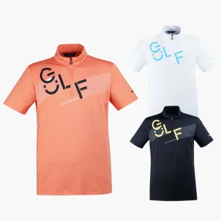【PING】男款GOLF圖騰吸濕排汗抗UV立領短袖POLO衫-白/黑/橘 共3色(高爾夫球衫/PA23193)