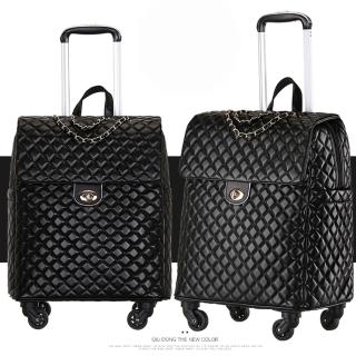 【悅生活】拉桿包 拉桿袋 登機袋 22吋皮製拉桿旅行袋 登機箱 菱格紋我最型(行李箱 登機箱 GoTrip 微旅行)