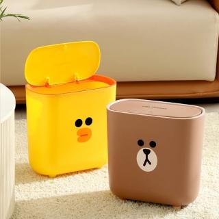 【LINE FRIENDS】熊大莎莉造型家用帶蓋夾縫垃圾桶11L(居家收納)