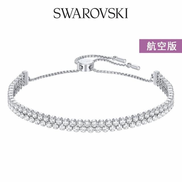 【SWAROVSKI 官方直營】Subtle 手鏈 圓形切割  白色  鍍白金色 航空限量版