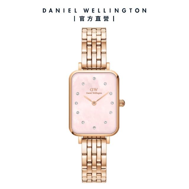 【Daniel Wellington】DW 手錶 Quadro Melrose Lumine 20X26 星辰貝母盤珠寶式錶鏈-粉色貝母盤(DW00100621)