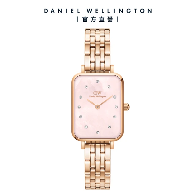 【Daniel Wellington】DW 手錶 Quadro Melrose Lumine 20X26 星辰貝母盤珠寶式錶鏈-粉色貝母盤(DW00100621)