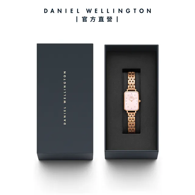 【Daniel Wellington】DW 手錶 Quadro Melrose Lumine 20X26 星辰貝母盤珠寶式錶鏈-粉色貝母盤(DW00100621)