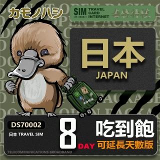 【鴨嘴獸 旅遊網絡卡】Travel Sim 日本 網絡卡 8天 網路吃到飽 旅遊卡(日本 網絡卡 網路吃到飽 上網)