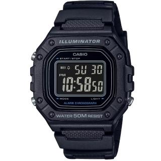 【CASIO 卡西歐】卡西歐野戰電子錶-黑(W-218H-1B 臺灣公司貨)