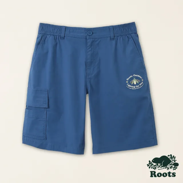 【Roots】Roots男裝-星際遨遊系列 螢火蟲單邊口袋設計工裝短褲(藍色)
