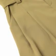 【OUWEY 歐薇】高腰本布釦環腰帶垂墜雪紡寬褲(兩色；S-L；3231246701)