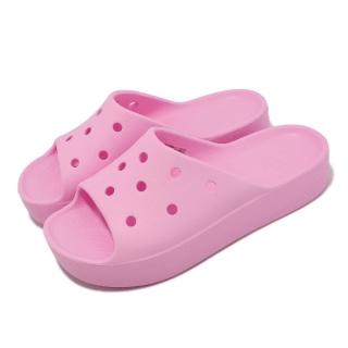 【Crocs】拖鞋 Classic Platform Slide 女鞋 粉 紅鶴色 雲朵涼拖 厚底 卡駱馳(2081806S0)