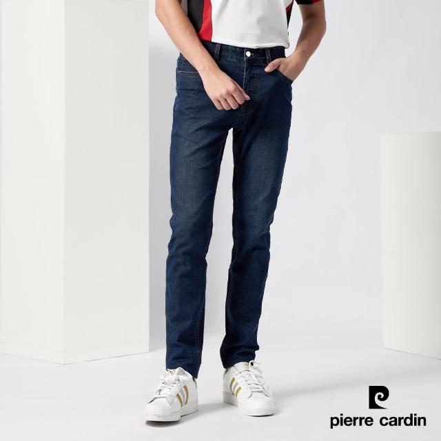 【pierre cardin 皮爾卡登】網路獨家 男款 棉質彈力中高腰輕薄修身牛仔褲-藍色(7237882-38)