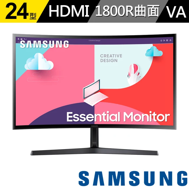 【SAMSUNG 三星】S24C366EAC 24型 VA 曲面螢幕(1800R/FreeSync/TUV護眼)