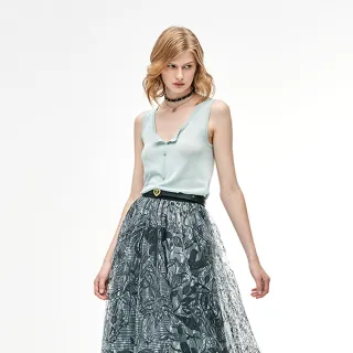 【iROO】藍綠針織背心