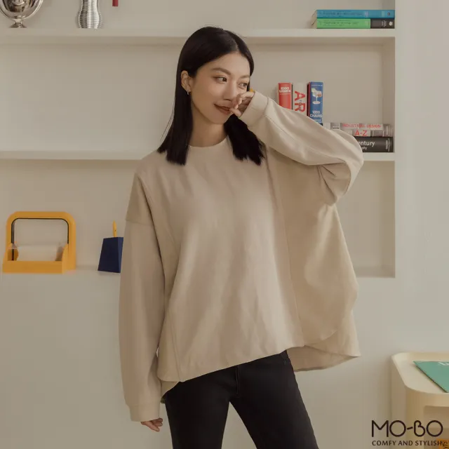 【MO-BO】拼接設計感寬鬆剪裁上衣(上衣)