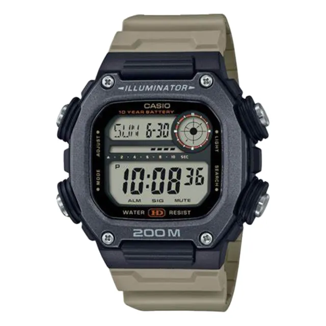 【CASIO 卡西歐】CASIO男錶 運動電子錶 軍綠 加長錶帶 防水200米 碼錶 LED照明 DW-291H(DW-291HX-5A)