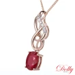 【DOLLY】1克拉 14K金緬甸紅寶石玫瑰金鑽石項鍊