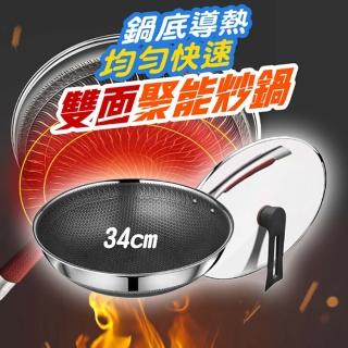 【尼老闆】316不鏽鋼新升級健康炒鍋-34公分 透過SGS無毒檢測(316炒鍋 電磁爐 瓦斯爐 不沾鍋 蜂巢鍋)
