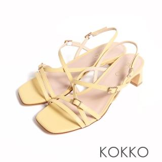 【KOKKO 集團】多條式交叉細帶高跟涼鞋(黃色)