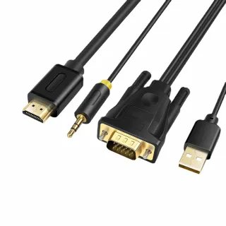 【LineQ】VGA轉HDMI公對公頭轉接線 3米(音源版)