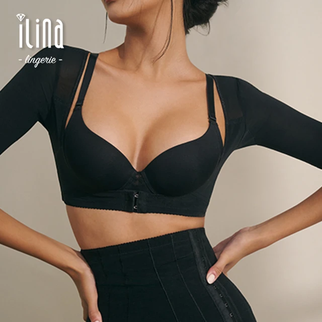 【ILINA 璦琳娜內衣】A+ 塑窈計畫 重機能  掰掰袖 胸托 瘦手臂 背心 黑(揮別蝴蝶袖)
