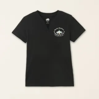 【Roots】Roots女裝-星際遨遊系列 螢火蟲有機棉開襟修身短袖T恤(黑色)