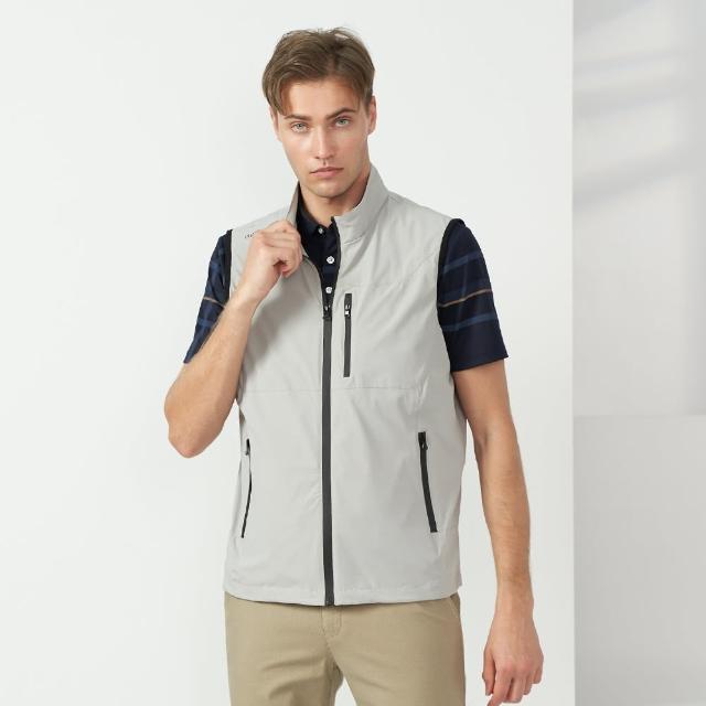 【pierre cardin 皮爾卡登】休閒服飾 男款 都會休閒立領薄背心-灰色(5237301-95)