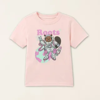 【Roots】Roots小童-星際遨遊系列 海狸太空人有機棉短袖T恤(粉色)