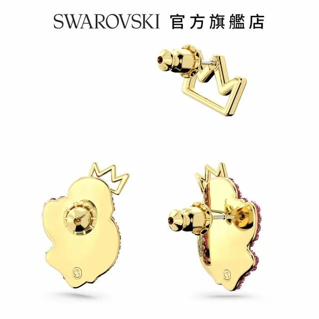 【SWAROVSKI 官方直營】Pop Swan 耳釘套裝 天鵝 粉紅色 鍍金色色調 交換禮物(3件組)