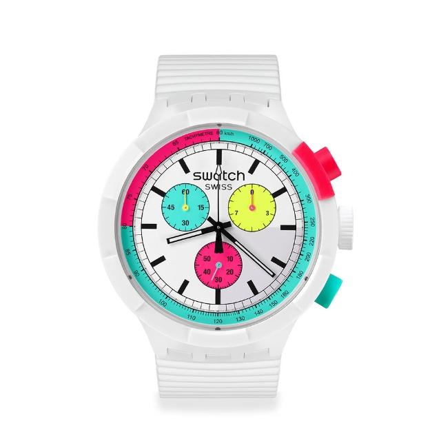 【SWATCH】THE PURITY OF NEON 大錶面運動手錶/男錶/女錶/瑞士製造 SB06W100(47mm)
