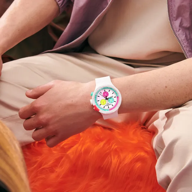 【SWATCH】THE PURITY OF NEON 大錶面運動手錶/男錶/女錶/瑞士製造 SB06W100(47mm)
