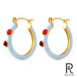 【RJ New York】滴油圓形紅鑽法式女仕耳環(天藍色)