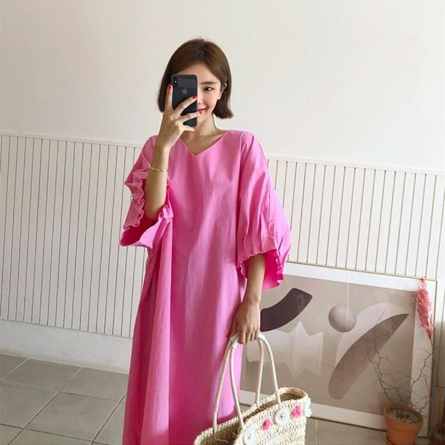 【巴黎精品】現貨+預購 洋裝長袖連身裙(氣質寬鬆大碼長款女裙子2色a1au10)