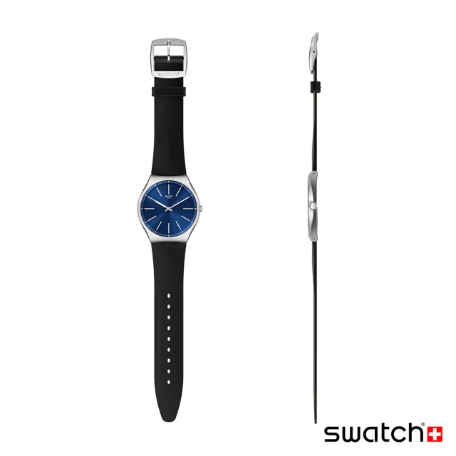【SWATCH】Skin Irony 超薄金屬系列手錶 FORMAL BLUE 42 男錶 女錶 瑞士錶 錶(42mm)