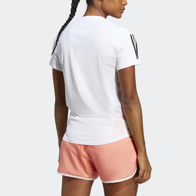 【adidas 愛迪達】Own The Run Tee 女 短袖 上衣 運動 慢跑 訓練 反光 吸濕 排汗 白(IC5189)