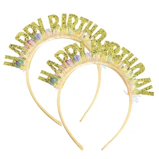 【派對慶生】生日快樂造型髮箍-2入組(韓系 頭飾 髮飾 裝飾品 網美 生日禮物帽 拍照道具 生日佈置 兒童)