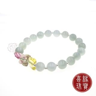 【喜緣玉品】618限定★天然翡翠銀奧晶手串(桃花開)