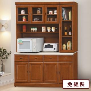 【AS 雅司設計】得客實木樟木色5.3尺石面餐櫃-全組--160*41.5*205cm