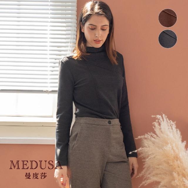 【MEDUSA 曼度莎】現貨-小高領切線絨面內搭上衣 - 2色（M-XL）｜女上衣 素內搭 保暖磨毛(220-12301)