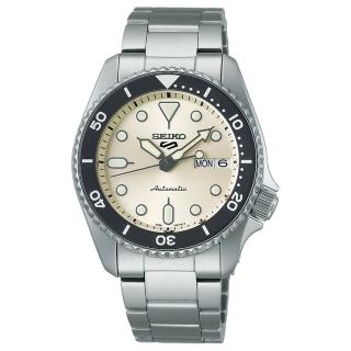 【SEIKO 精工】5 Sports 水鬼復古潮流運動機械錶-米色x銀/38mm(SRPK31K1/4R36-14B0S)