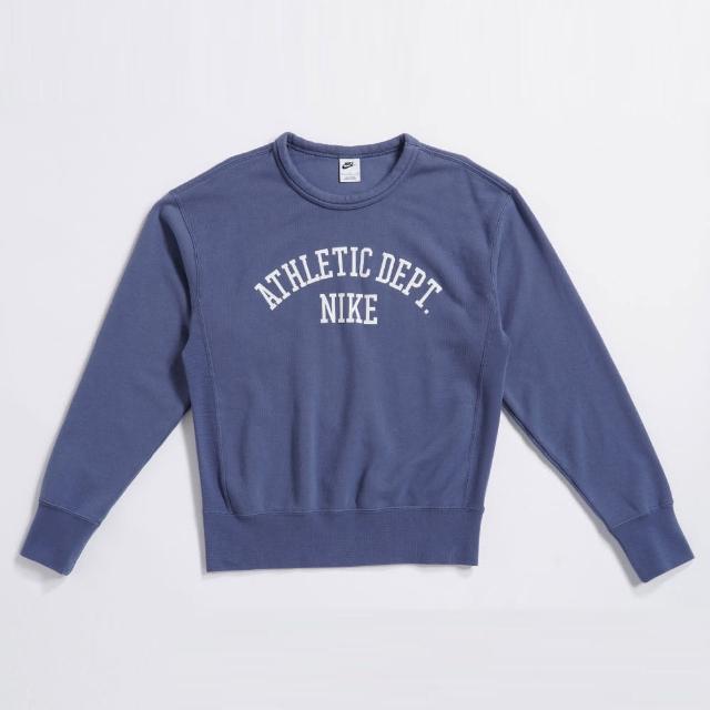 【NIKE 耐吉】NIKE TREND FLC CREW 男款 長袖上衣 大學T 毛巾布 學院豐LOGO(DX0026-491)