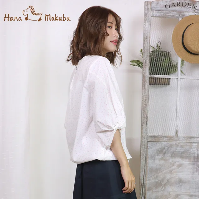 【Hana Mokuba】花木馬日系女裝七分袖點點圖案上衣(上衣)